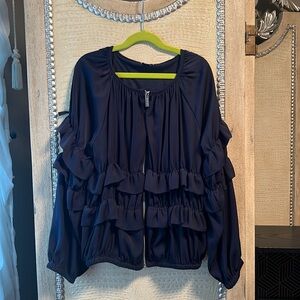 Girls ruffle jacket 12 dark navy
